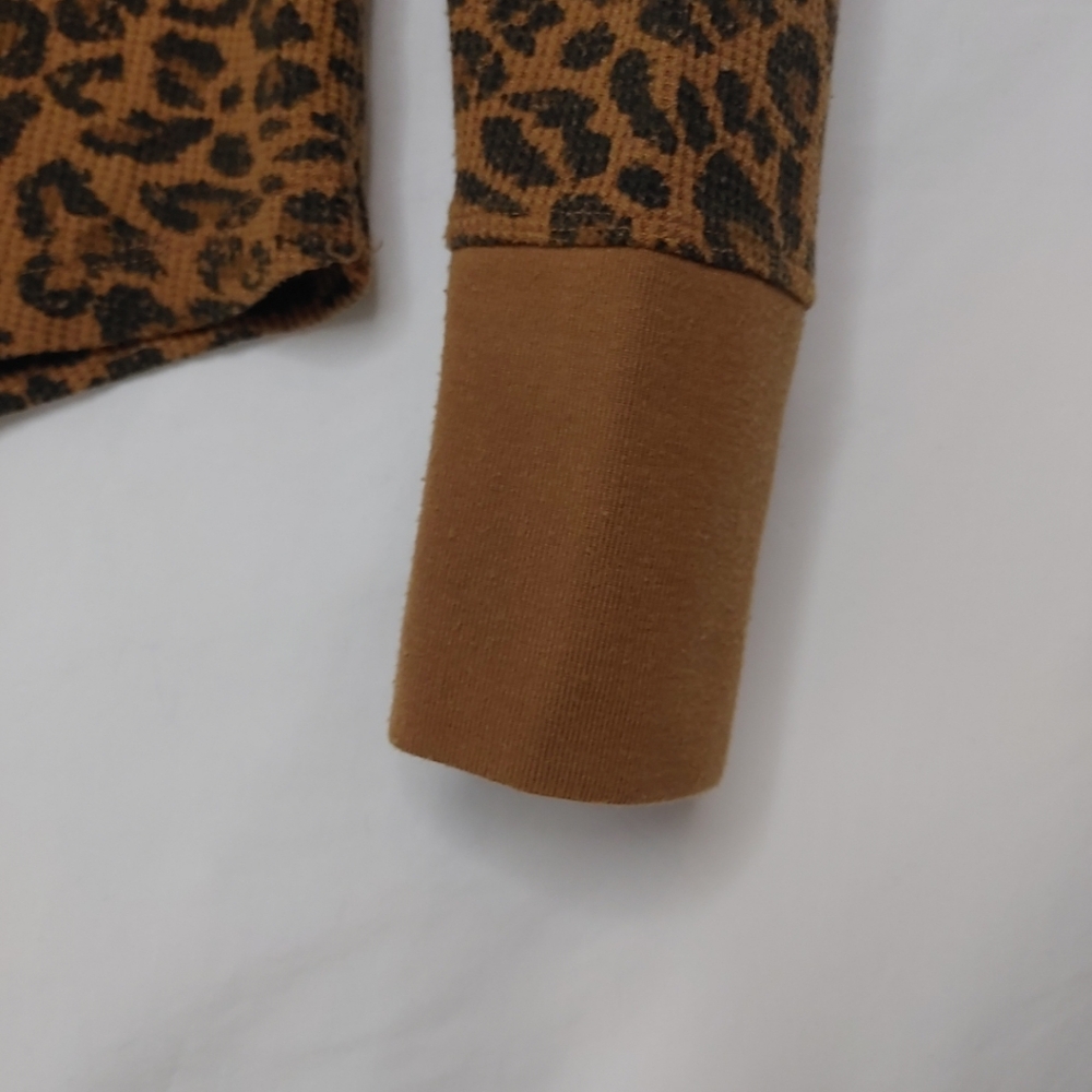 Time & Tru Women's Girls Leopard Animal print long Sleeve Top Small Waffle Knit‎ - Picture 5 of 8